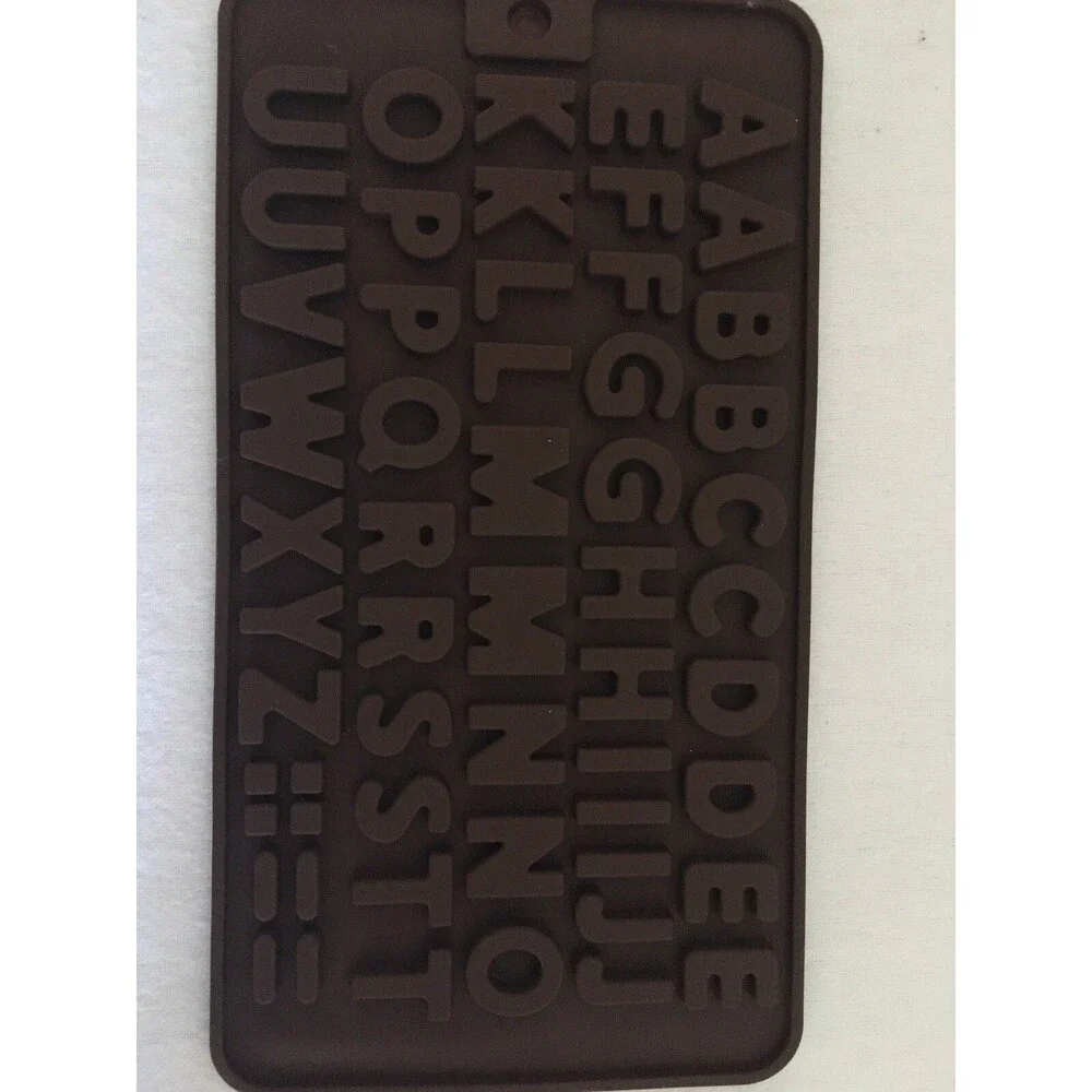 4 New Silicone Chocolate Mold Slab Square Letter Numbers Heart Party Supplies